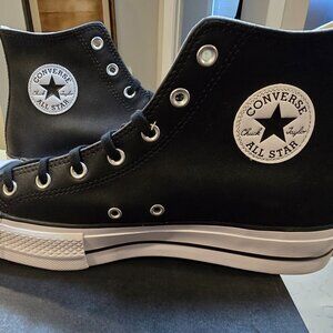 Converse Chuck Taylor All Star Lift Hi Black Leather Mens Size 10 Shoes Sneaker